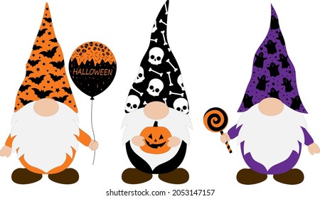 Set Halloween gnomes vector illustration