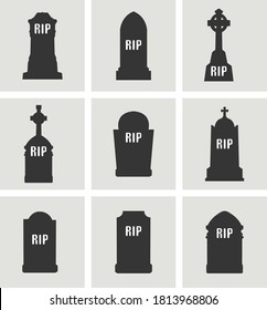 Set of halloween gravestones icons