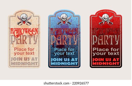 set of  halloween greeting card, vector illustration