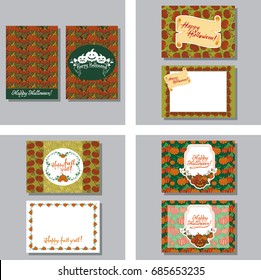 Set of Halloween greeting cards. Vector clip art.