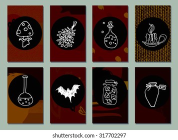 Set of Halloween hand drawn elements for Placards, Posters, Flyers, Party, Invitation. Halloween series