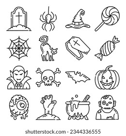 Set of halloween hand drawn icon vector