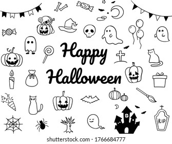 Set of Halloween hand drawn illustrations