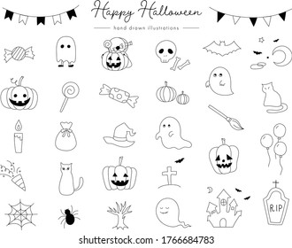 Set of Halloween hand drawn illustrations