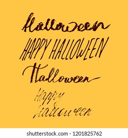 Set of Halloween hand drawn lettering. Different styles. Vector illustrations. Can be used for poster, banner, flyer, invitation and web design. 