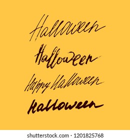 Set of Halloween hand drawn lettering. Different styles. Vector illustrations. Can be used for poster, banner, flyer, invitation and web design. 