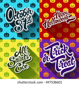 Set of Halloween hand drawn vector lettering designs. 