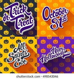 Set of Halloween hand drawn vector lettering designs. 