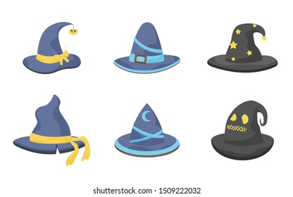 set of halloween hat vector illustration