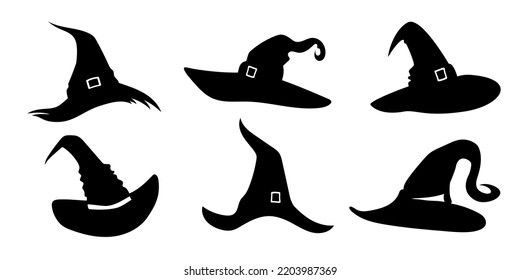 set of halloween hat vector illustration. witch hat isolated on white background