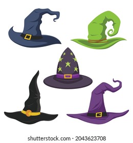 Set halloween hat witch template design