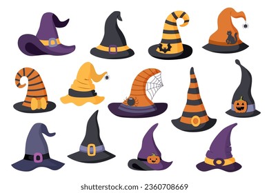 Set of Halloween hats. Hallowen concept.