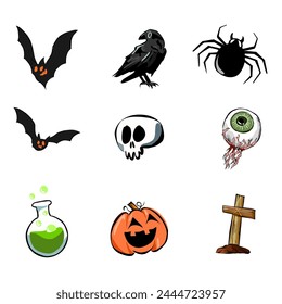 set of halloween haunted icons 