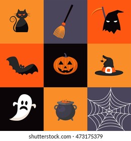set of Halloween holiday icons. vector illustration