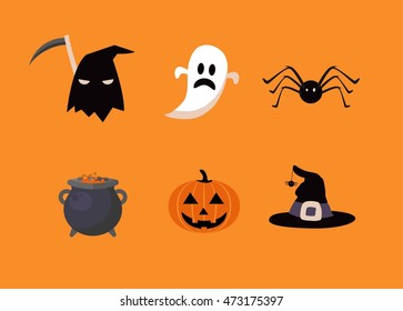 set of Halloween holiday icons. vector illustration