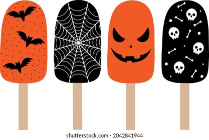 Set Halloween ice cream vector illustration