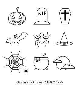 set of Halloween icon isolated on white background - vector illustration
