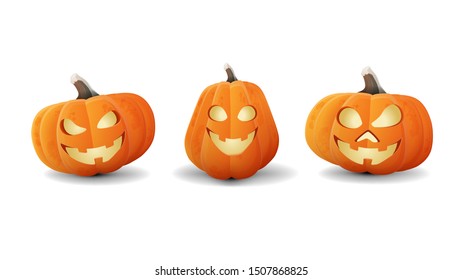 Set Halloween icon. Halloween pumpkins isolated on white background for your art