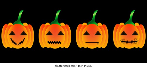 set of halloween icon. Pumpkins icon. vector illustration