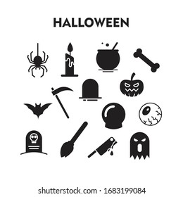 Set Of Halloween Icon, Halloween sign/symbol Silhouette vector