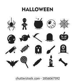 Set Of Halloween Icon, Halloween sign/symbol Silhouette vector