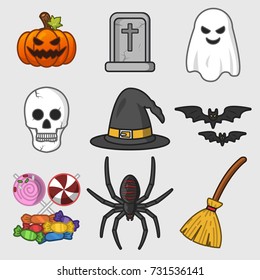 set of halloween icon, vector illustration