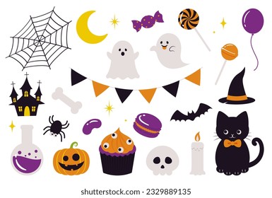 set of halloween icons for banners, cards, flyers, social media wallpapers, etc.