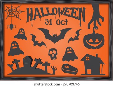 Set of Halloween icons decoration and elements, Vector illustration