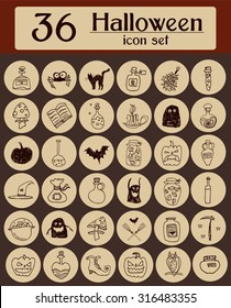 Set of halloween icons. Hand draw creative collection for web, party, card, invitation. Elements for design. Vector. Halloween series