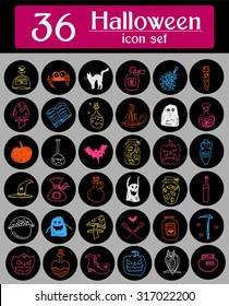 Set of halloween icons. Hand draw creative collection for web, party, card, invitation. Elements for design. Vector. Halloween series
