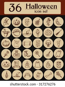 Set of halloween icons. Hand draw creative collection for web, party, card, invitation. Elements for design. Vector. Halloween series