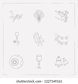 Set of halloween icons line style symbols with fireworks, poison, eyeball and other icons for your web mobile app logo design.