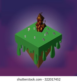 Set of halloween icons on a colored background