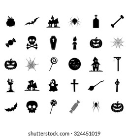 Set of halloween icons on a white background