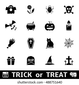 Set of halloween icons on a white background