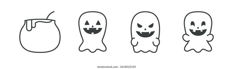 Set Halloween Icons Pumkin and Skull