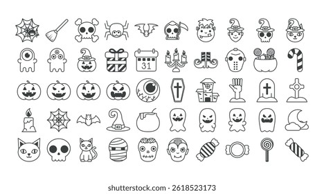 Set Halloween Icons Pumkin and Skull