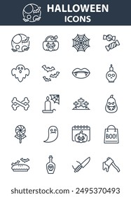 set of halloween icons, scary, spooky