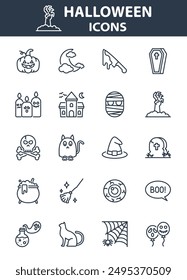 set of halloween icons, scary, spooky