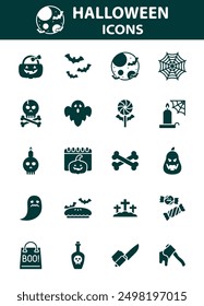set of halloween icons, scary, spooky