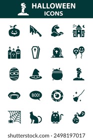 set of halloween icons, scary, spooky