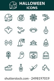 set of halloween icons, scary, spooky