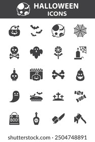 set of halloween icons, scary, spooky