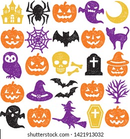 Set of Halloween icons. stamp set.