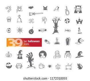 Set of halloween icons vector