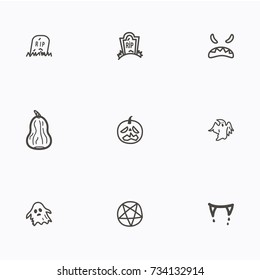 Set of halloween icons vector