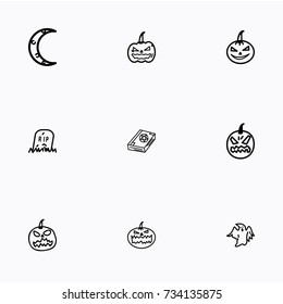 Set of halloween icons vector