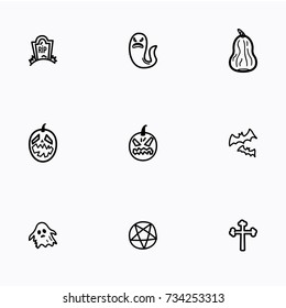 Set of halloween icons vector
