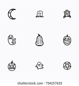 Set of halloween icons vector