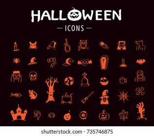 Set of halloween icons vector